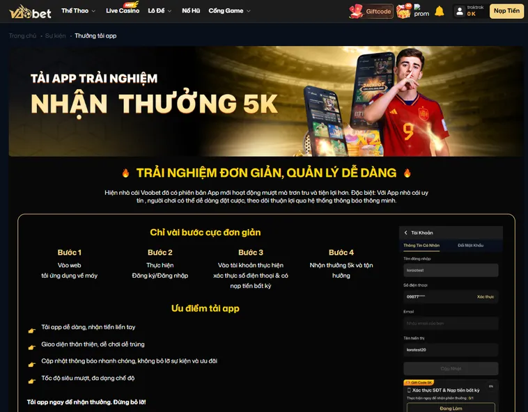 Hướng Dẫn Nhận Thưởng Cho Cược Thủ Tại Cồng Game VaoBet