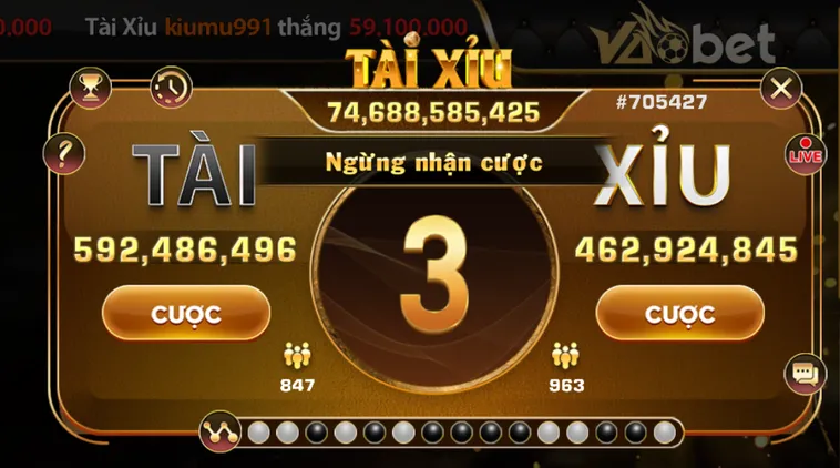 Tài Xỉu Live Tại VaoBet Sân Chơi Cá Cược Đổi Thưởng Đẳng Cấp Nhất Năm 2026
